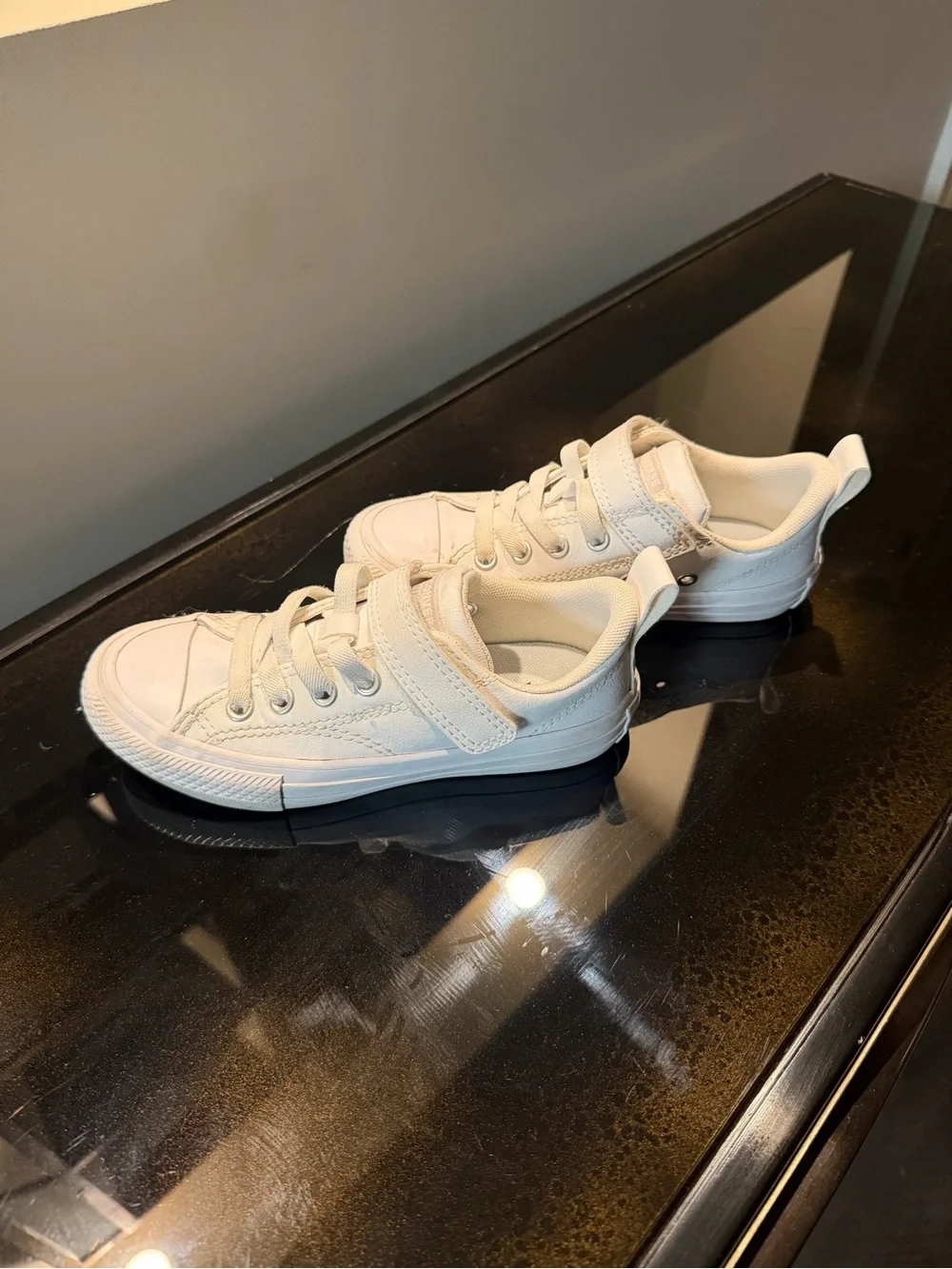 Converse Kids White Low-Top Canvas Sneakers with Hook-and-Loop Strap